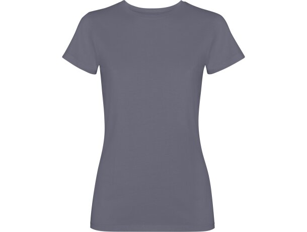 Camiseta mujer algodón peinado efecto lavado Roly Fiyi Gris cielo lavado detalle 13