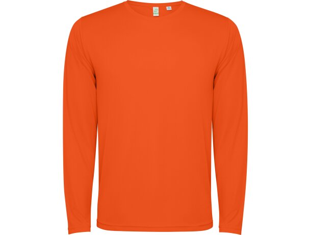 Camiseta técnica Estoril manga larga Roly poliéster reciclado Naranja fuego detalle 21