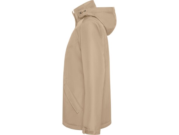 Parka mujer America Woman Roly con capucha extraíble reciclada Arena oscuro detalle 17