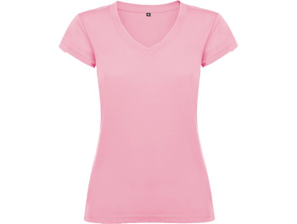 Camiseta de mujer VICTORIA con cuello V Roly rosa claro