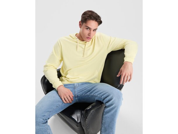 Sudadera Kenia Roly algodón 250 g/m² efecto lavado con capucha Amarillo sweet lavado detalle 1