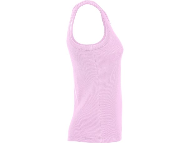Camiseta sin mangas Dribe Roly en punto canalé stretch Rosa claro detalle 32