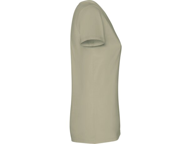 Camiseta mujer algodón peinado efecto lavado Roly Fiyi Kaki claro lavado detalle 20