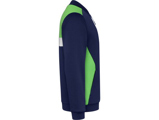 Sudadera deportiva Roly Leros bicolor con cremallera Verde helecho/marino detalle 24