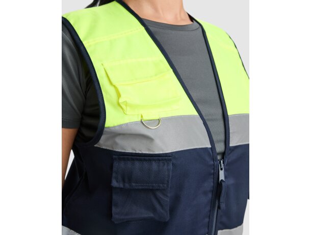 Chaleco Beta Roly alta visibilidad con bandas reflectantes Marino/amarillo fluor detalle 3