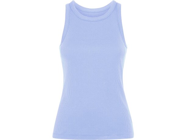 Camiseta sin mangas Dribe Roly en punto canalé stretch Azul sweet detalle 13