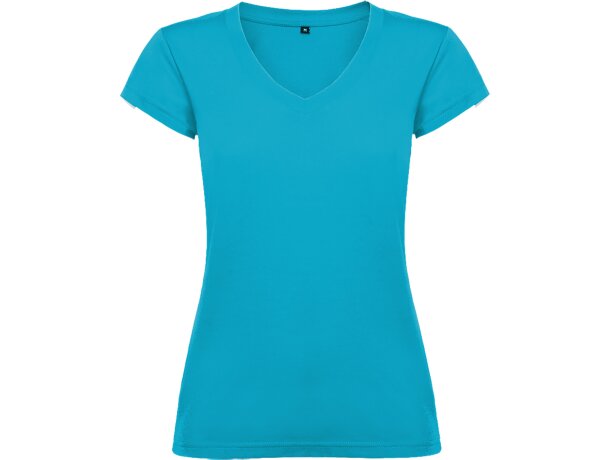 Camiseta de mujer VICTORIA con cuello V Roly turquesa