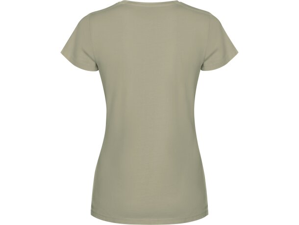 Camiseta mujer algodón peinado efecto lavado Roly Fiyi Kaki claro lavado detalle 18