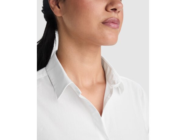 Camisa Moscú Woman Roly profesional mujer algodón popelín Blanco detalle 2