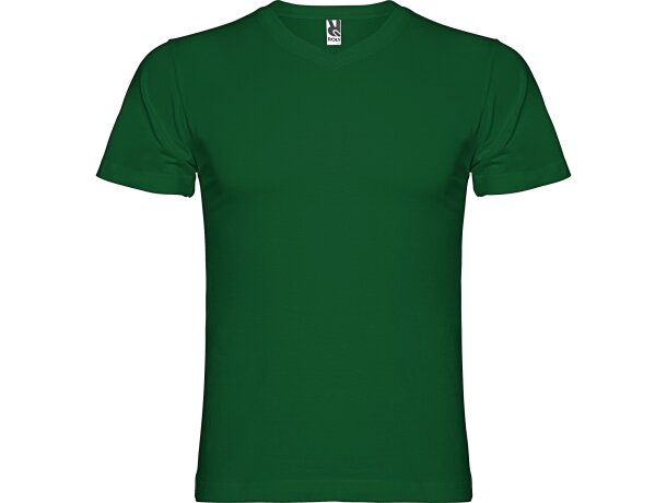 Camiseta manga corta de roly cuello V SAMOYEDO verde botella