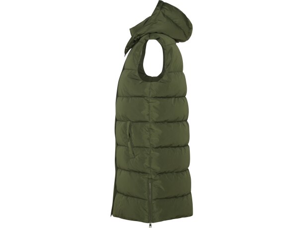 Chaleco acolchado mujer Reine con capucha extraíble Roly Verde militar detalle 6