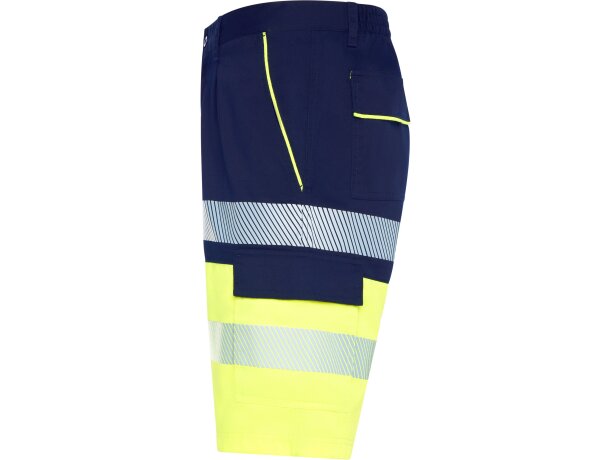 Bermuda Lada Roly alta visibilidad con bandas reflectantes Marino/amarillo fluor detalle 14