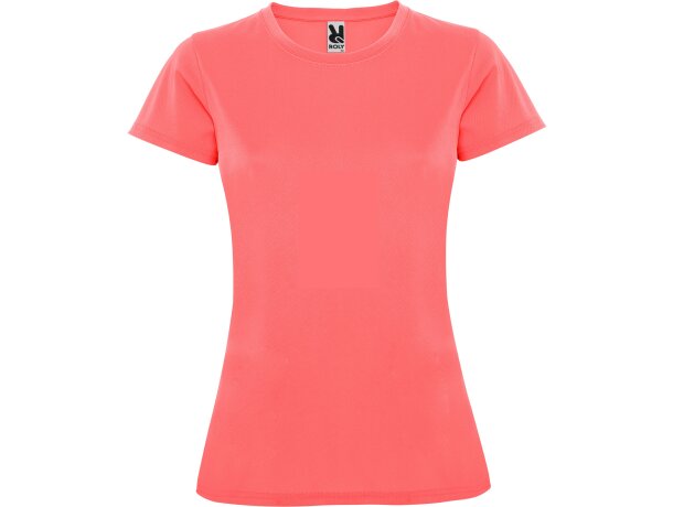 Camiseta técnica Roly Montecarlo coral fluor