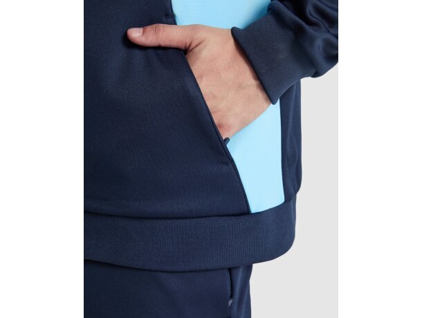 Sudadera deportiva Roly Leros bicolor con cremallera Amarillo/marino detalle 2