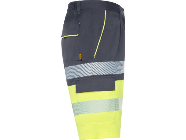 Bermuda Lada Roly alta visibilidad con bandas reflectantes Plomo/amarillo fluor detalle 7