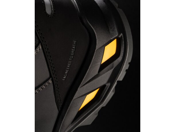 Zapato laboral LUA Roly piel y microfibra certificado S7S Plomo/amarillo wrk detalle 2