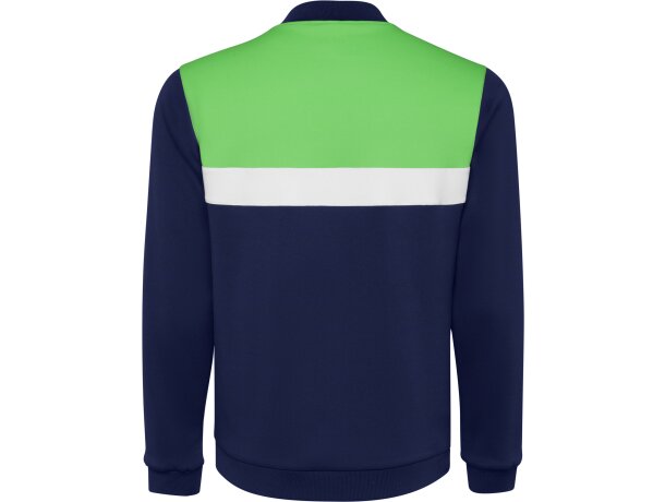 Sudadera deportiva Roly Leros bicolor con cremallera Verde helecho/marino detalle 22