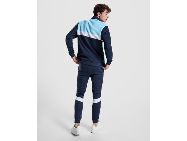 Sudadera deportiva Roly Leros bicolor con cremallera Amarillo/marino detalle 1