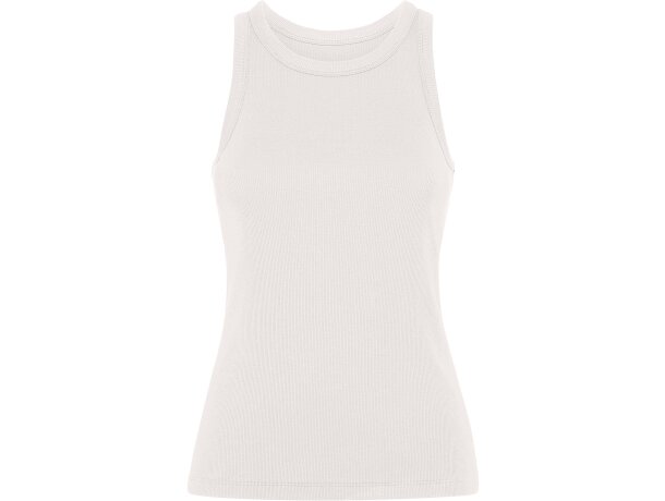 Camiseta sin mangas Dribe Roly en punto canalé stretch Blanco vintage detalle 17