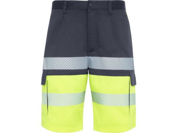 Bermuda Lada Roly alta visibilidad con bandas reflectantes Plomo/amarillo fluor detalle 4
