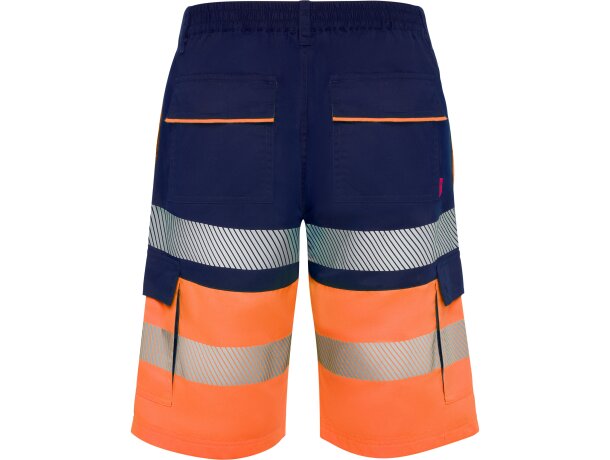 Bermuda Lada Roly alta visibilidad con bandas reflectantes Marino/naranja fluor detalle 17
