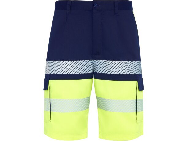 Bermuda Lada Roly alta visibilidad con bandas reflectantes Marino/amarillo fluor detalle 12