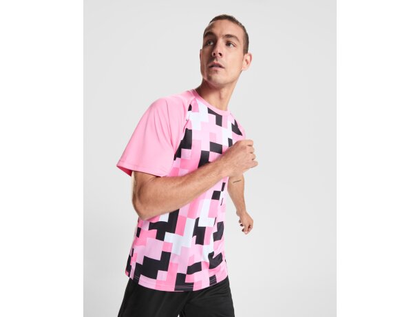 Camiseta técnica Ventor Roly poliéster interlock manga raglán Arena detalle 4