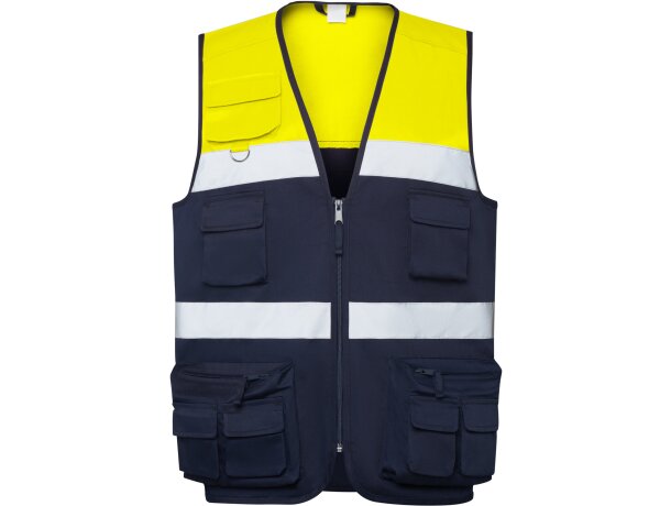 Chaleco Beta Roly alta visibilidad con bandas reflectantes Marino/amarillo fluor detalle 5
