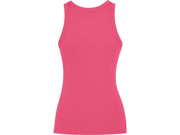 Camiseta sin mangas Dribe Roly en punto canalé stretch Frambuesa detalle 34