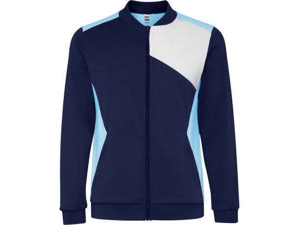 Sudadera deportiva Roly Leros bicolor con cremallera Celeste/marino detalle 13