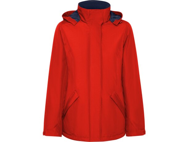 Parka mujer America Woman Roly con capucha extraíble reciclada Rojo detalle 31