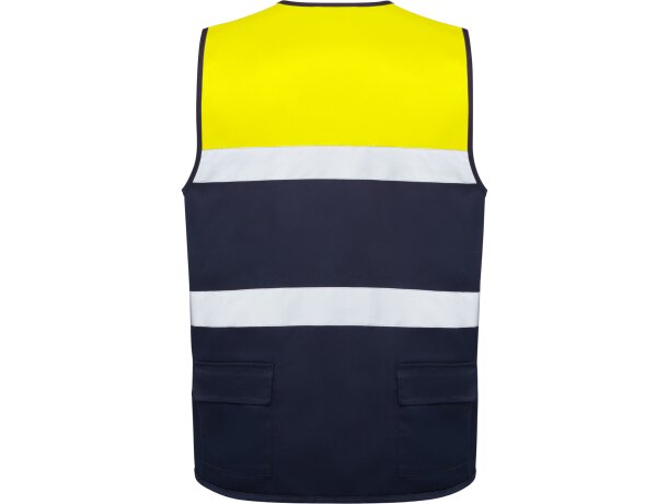 Chaleco Beta Roly alta visibilidad con bandas reflectantes Marino/amarillo fluor detalle 6