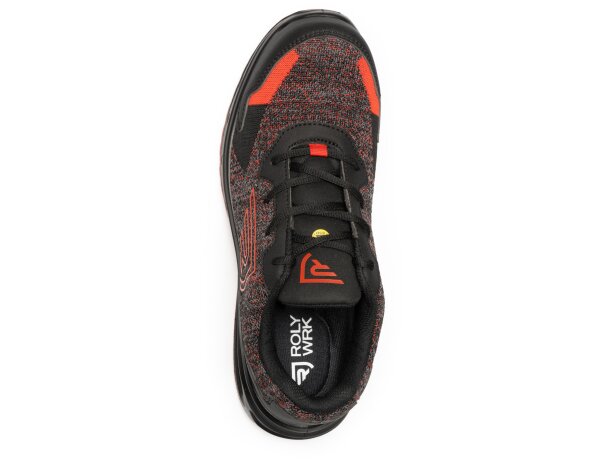 Zapato laboral Ruby Roly red knit textil certificado S1PS Rojo carbón vigoré detalle 8
