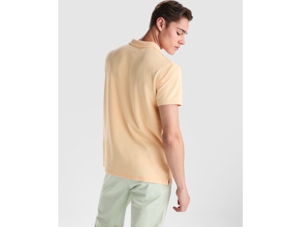 Polo Cobain de algodón piqué con efecto lavado unisex Roly Amarillo sweet lavado detalle 2