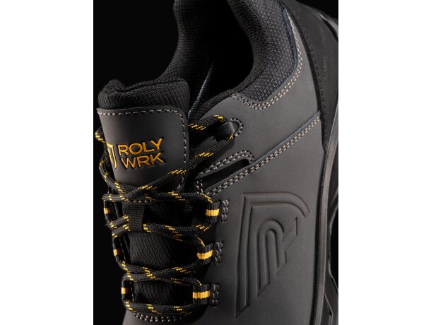 Zapato laboral Rock Roly con certificación S3 antiperforación Plomo/amarillo wrk detalle 2