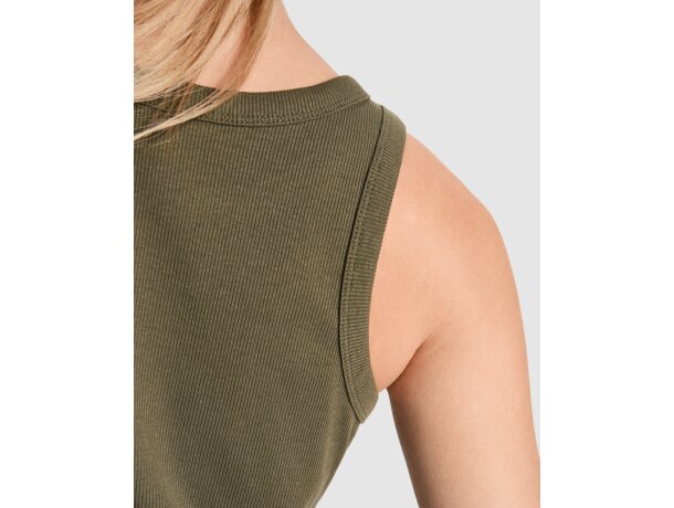 Camiseta sin mangas Dribe Roly en punto canalé stretch Blanco detalle 3