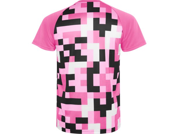 Camiseta técnica Ventor Roly poliéster interlock manga raglán Rosa seda detalle 22