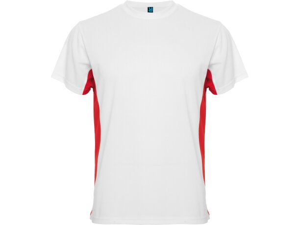 Camiseta técnica Roly TOKYO blanco/rojo