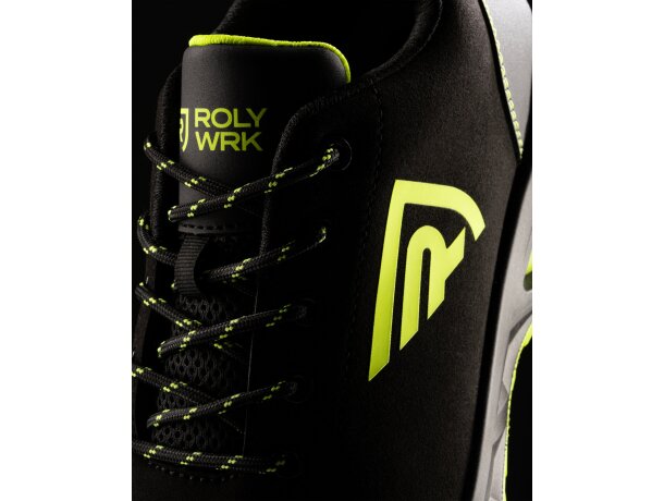 Zapato laboral Ceryson Roly certificado EN ISO 20345 antiestático Negro/amarillo fluor detalle 2