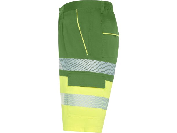 Bermuda Lada Roly alta visibilidad con bandas reflectantes Verde jardín/amarillo flúor detalle 10
