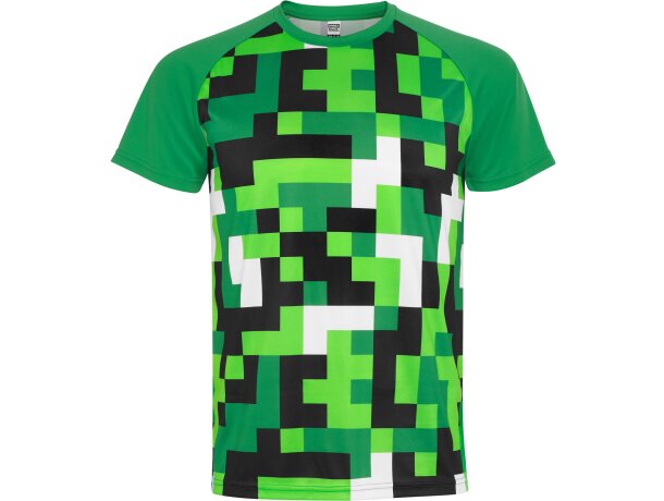 Camiseta técnica Ventor Roly poliéster interlock manga raglán Verde helecho detalle 13
