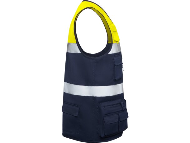 Chaleco Beta Roly alta visibilidad con bandas reflectantes Marino/amarillo fluor detalle 8