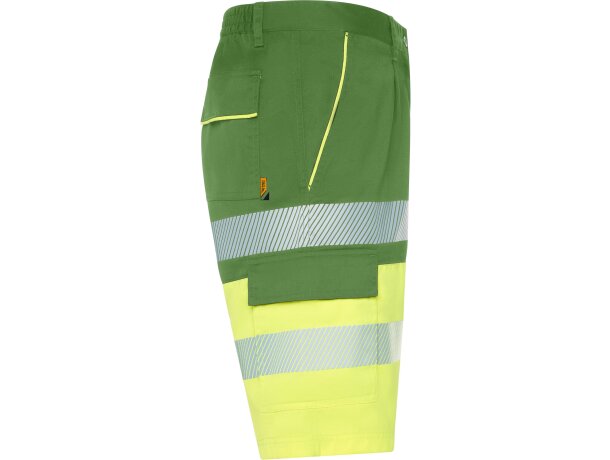 Bermuda Lada Roly alta visibilidad con bandas reflectantes Verde jardín/amarillo flúor detalle 11