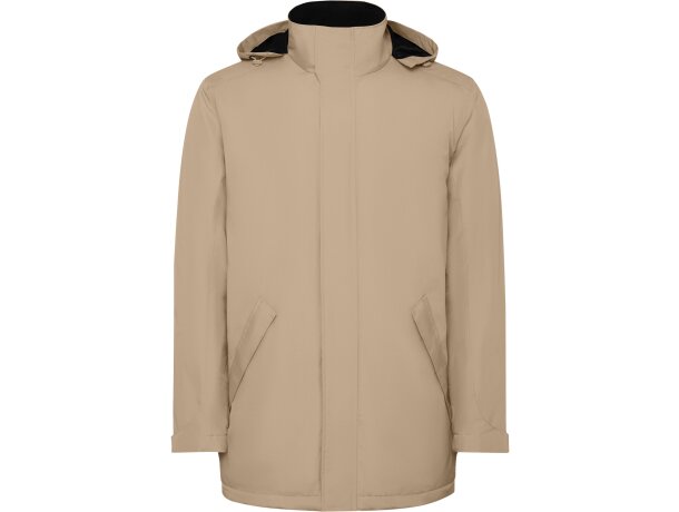 Parka America Roly con certificación GRS en poliéster reciclado Arena oscuro detalle 15