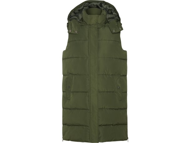 Chaleco acolchado mujer Reine con capucha extraíble Roly Verde militar detalle 4