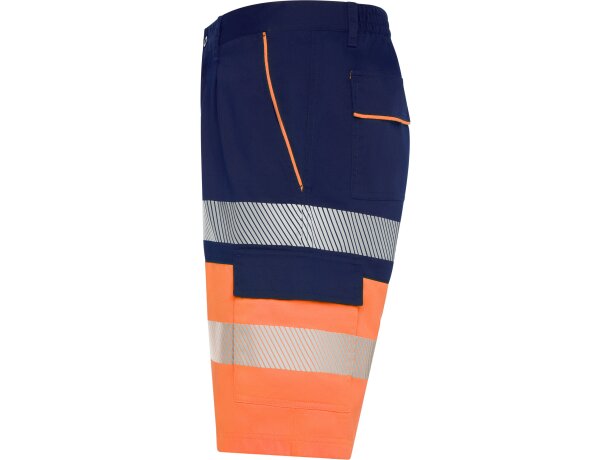 Bermuda Lada Roly alta visibilidad con bandas reflectantes Marino/naranja fluor detalle 18