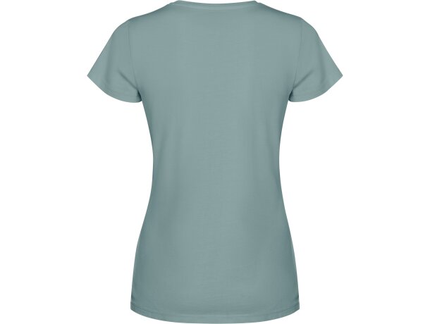 Camiseta mujer algodón peinado efecto lavado Roly Fiyi Verde pato lavado detalle 26
