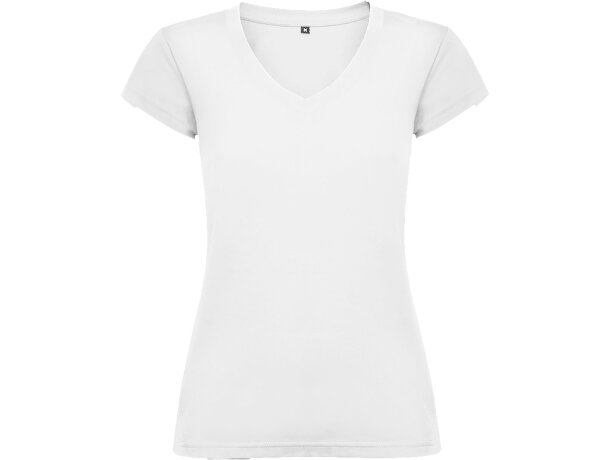 Camiseta de mujer VICTORIA con cuello V Roly blanco