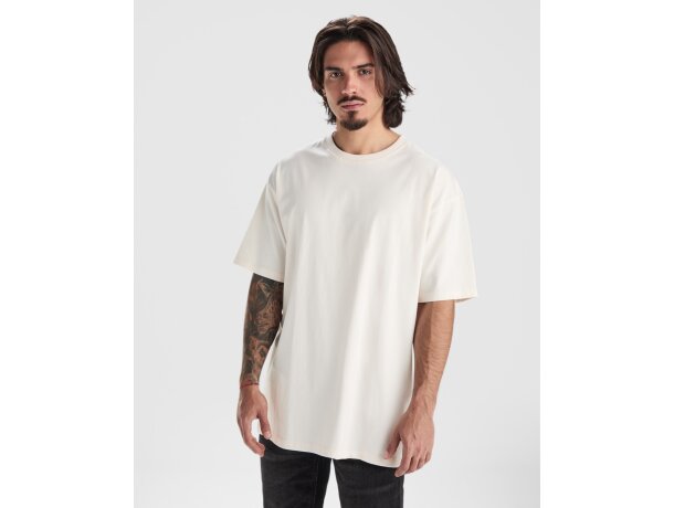 Camiseta oversize Bull de algodón pesado Roly Blanco detalle 4