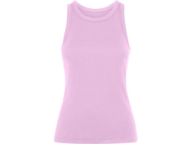 Camiseta sin mangas Dribe Roly en punto canalé stretch Rosa claro detalle 29